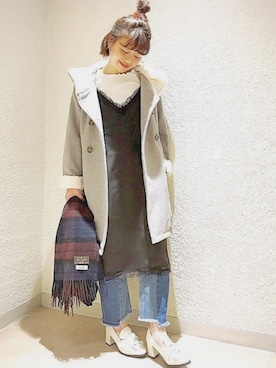 「カットオフデニム」｜archivesさん（レディース・154cm）の冬コーディネート