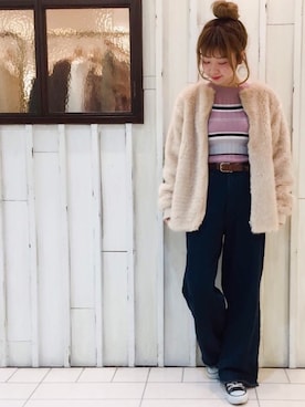 「archives（アルシーヴ）のアイテム（ノーカラージャケット）」を使った、archivesさん（レディース・153cm）の冬コーディネート
