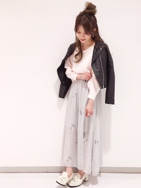 「archives（アルシーヴ）のアイテム（ライダースジャケット）」を使った、archivesさん（レディース・162cm）の冬コーディネート