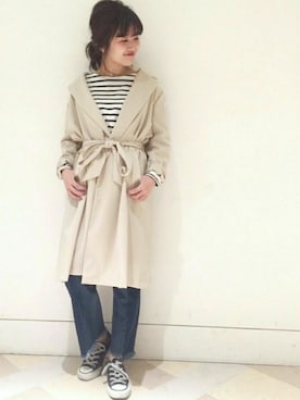 「archives（アルシーヴ）のアイテム（トレンチコート）」を使った、archivesさん（レディース・151cm）の春コーディネート