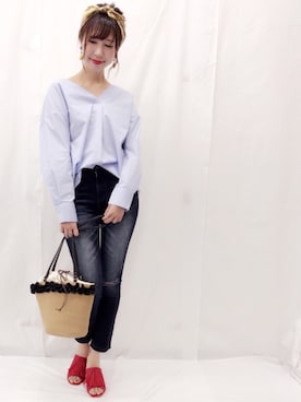 「archives（アルシーヴ）のアイテム（シャツ/ブラウス）」を使った、archivesさん（レディース・161cm）の春コーディネート