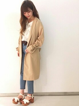 「archives（アルシーヴ）のアイテム（トレンチコート）」を使った、archivesさん（レディース・162cm）の春コーディネート