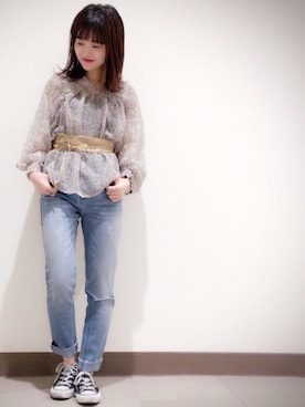 「archives（アルシーヴ）のアイテム（パンツ）」を使った、archivesさん（レディース・151cm）の春コーディネート