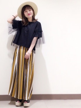 「archives（アルシーヴ）のアイテム（帽子）」を使った、archivesさん（レディース・151cm）の春コーディネート