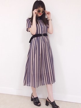 「archives（アルシーヴ）のアイテム（シャツワンピース）」を使った、archivesさん（レディース・155cm）の夏コーディネート