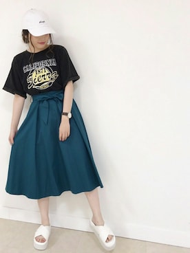 「archives（アルシーヴ）のアイテム（帽子）」を使った、archivesさん（レディース・155cm）の夏コーディネート