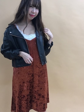 「archives（アルシーヴ）のアイテム（ライダースジャケット）」を使った、archivesさん（レディース・161cm）の夏コーディネート
