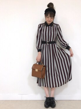 「archives（アルシーヴ）のアイテム（シャツワンピース）」を使った、archivesさん（レディース・158cm）の秋コーディネート