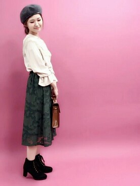 「ベロア」｜「アイテム（ラッピングキット）」を使った、archivesさん（レディース・154cm）の秋コーディネート