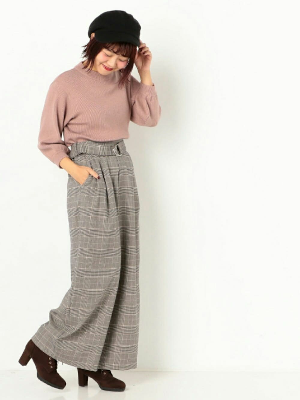 「休日スタイル、パンツスタイル、秋のコーデ、今日のコーデ、ootd、autumn、大人ガーリー、ピンク、グレンチェック、ニット」｜「🎞instagram🎞のアイテム（その他、その他）」を使った、archivesさん（レディース・154cm）の秋コーディネートの1枚目の写真