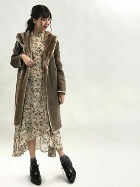 「archives（アルシーヴ）のアイテム（ムートンコート）」を使った、archivesさん（レディース・161cm）の秋コーディネート