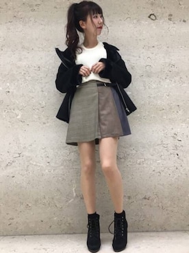 「archives（アルシーヴ）のアイテム（ライダースジャケット）」を使った、archivesさん（レディース・161cm）の秋コーディネート