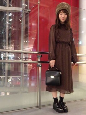 「archives（アルシーヴ）のガラスPUスクエアショルダーバック（ショルダーバッグ）」を使った、archivesさん（レディース・154cm）の秋コーディネート