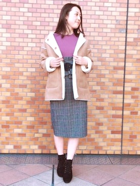 「archives（アルシーヴ）のアイテム（ムートンコート）」を使った、archivesさん（レディース・160cm）の秋コーディネート