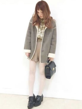 「archives（アルシーヴ）のアイテム（ムートンコート）」を使った、archivesさん（レディース・155cm）の冬コーディネート