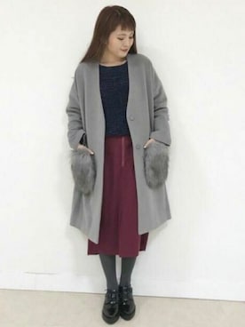 「archives（アルシーヴ）のアイテム（ノーカラージャケット）」を使った、archivesさん（レディース・158cm）の冬コーディネート