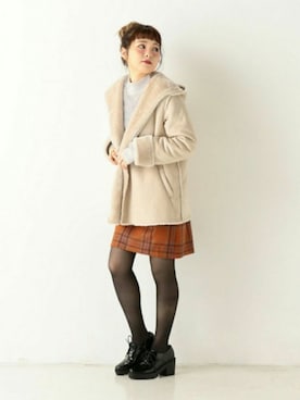 「archives（アルシーヴ）のアイテム（ムートンコート）」を使った、archivesさん（レディース・158cm）の冬コーディネート