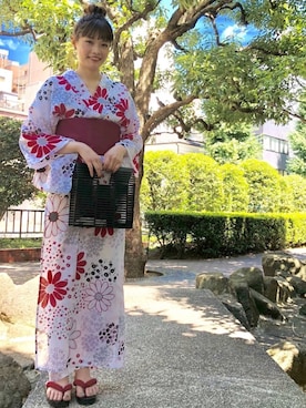 「archives（アルシーヴ）のアイテム（浴衣）」を使った、archivesさん（レディース・163cm）の夏コーディネート