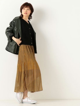 「archives（アルシーヴ）のアイテム（ライダースジャケット）」を使った、archivesさん（レディース・163cm）の秋コーディネート
