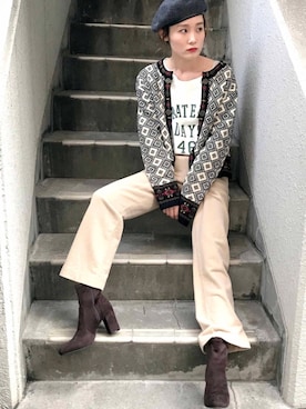 「archives（アルシーヴ）のアイテム（ブーツ）」を使った、archivesさん（レディース・158cm）の冬コーディネート
