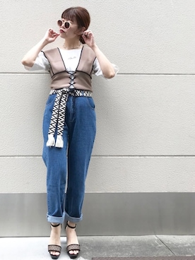 「Doux archives（ドゥアルシーヴ）のアイテム」を使った、archivesさん（レディース・158cm）の春コーディネート