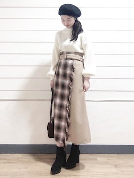 「archives（アルシーヴ）のアイテム（帽子）」を使った、archivesさん（レディース・158cm）の冬コーディネート
