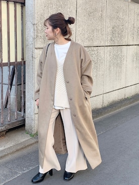 「archives（アルシーヴ）のアイテム（ノーカラーコート）」を使った、archivesさん（レディース・149cm）の冬コーディネート