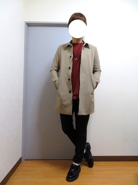 「ステンカラーコート ベージュ」｜Mr.Aさん（メンズ・172cm）の冬コーディネート