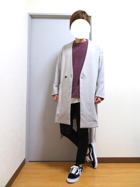 「ノーカラー」｜「アイテム（チノパンツ）」を使った、Mr.Aさん（メンズ・172cm）の春コーディネート