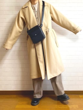 「KUUUPY」｜「アイテム（トレンチコート）」を使った、あーる。☕️さん（メンズ・170cm）の冬コーディネート