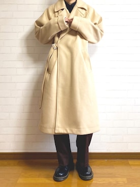 「KUUUPY」｜「アイテム（トレンチコート）」を使った、あーる。☕️さん（メンズ・170cm）の冬コーディネート