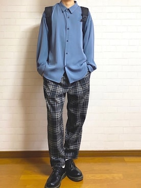 「とろみシャツ」｜あーる。☕️さん（メンズ・170cm）の冬コーディネート