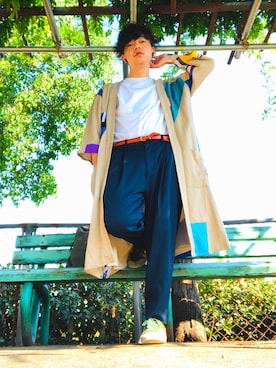 「YEAH RIGHT!!（イェーライト）のアイテム（その他アウター）」を使った、WALL NODAさん（メンズ・165cm）の夏コーディネート