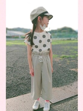 「BREEZE（ブリーズ）のドットＴシャツ（Tシャツ/カットソー）」を使った、まーさん（キッズ・125cm）の春コーディネート