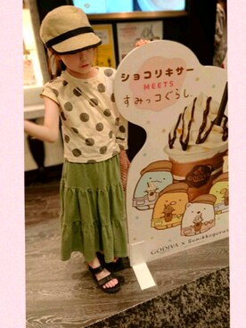 「BREEZE（ブリーズ）のドットＴシャツ（Tシャツ/カットソー）」を使った、まーさん（キッズ・127cm）の夏コーディネート