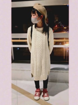 「CIAOPANIC TYPY（チャオパニックティピー）のアイテム（ハンチング/ベレー帽）」を使った、まーさん（キッズ・133cm）の冬コーディネート