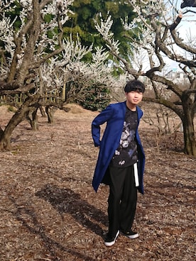 「花柄」｜「アイテム（その他アウター）」を使った、yoさん（メンズ・172cm）の春コーディネート