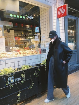 「休闲」｜「アイテム（その他アウター）」を使った、李開心さん（レディース・160cm）の冬コーディネート
