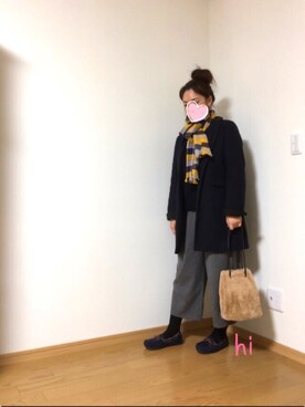 「SEVENDAYS=SUNDAY（セブンデイズサンデイ）のアイテム（チェスターコート）」を使った、hichin3さん（レディース・161cm）の冬コーディネート