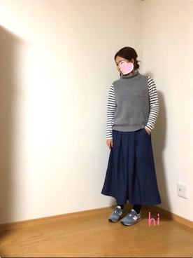 「rps（アールピーエス）のアイテム（ベスト）」を使った、hichin3さん（レディース・161cm）の冬コーディネート