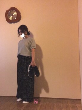 「UNIQLO（ユニクロ）のワッフルクルーネックT（5分袖）（Tシャツ/カットソー）」を使った、hichin3さん（レディース・161cm）の春コーディネート