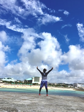 「summer」｜「アイテム（ラッシュガード）」を使った、hichin3さん（レディース・161cm）の夏コーディネート