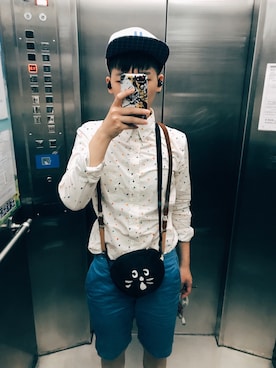 「5（ファイブ）のアイテム（帽子）」を使った、瓜さん（メンズ・169cm）の夏コーディネート