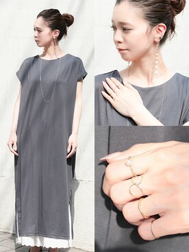 「cui-cui（キュイキュイ）のアイテム（ピアス（両耳用））」を使った、cui-cuiさん（レディース・154cm）の夏コーディネート