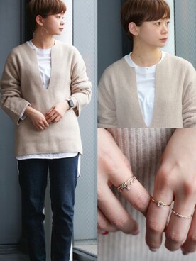 「cui-cui（キュイキュイ）のアイテム（ピアス（両耳用））」を使った、cui-cuiさん（レディース・160cm）の春コーディネート