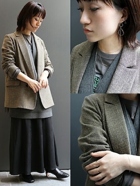 「cui-cui（キュイキュイ）のアイテム（ピアス（両耳用））」を使った、cui-cuiさん（レディース・160cm）の秋コーディネート
