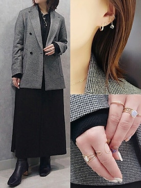 「cui-cui（キュイキュイ）のアイテム（ピアス（両耳用））」を使った、cui-cuiさん（レディース・160cm）の冬コーディネート