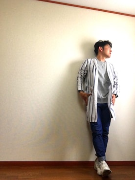 「アイテム（ステンカラーコート）」を使った、まつむしさん（メンズ・172cm・30代）の春コーディネート