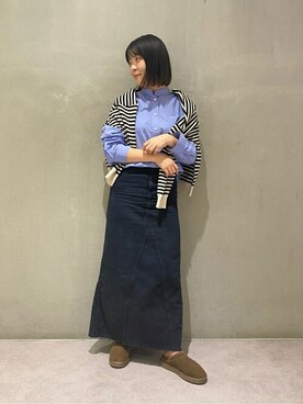 「ムートン」｜「アイテム（スリッポン）」を使った、naoさん（レディース・164cm）の秋コーディネート