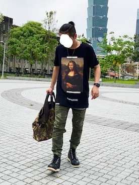 「off white」｜「アイテム（ブーツ）」を使った、S.L さん（メンズ・168cm）の夏コーディネート